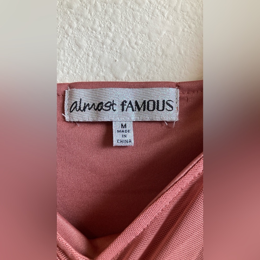 Almost Famous Ruched Bodycon Mesh Dress in Blush - Picture 3 of 10